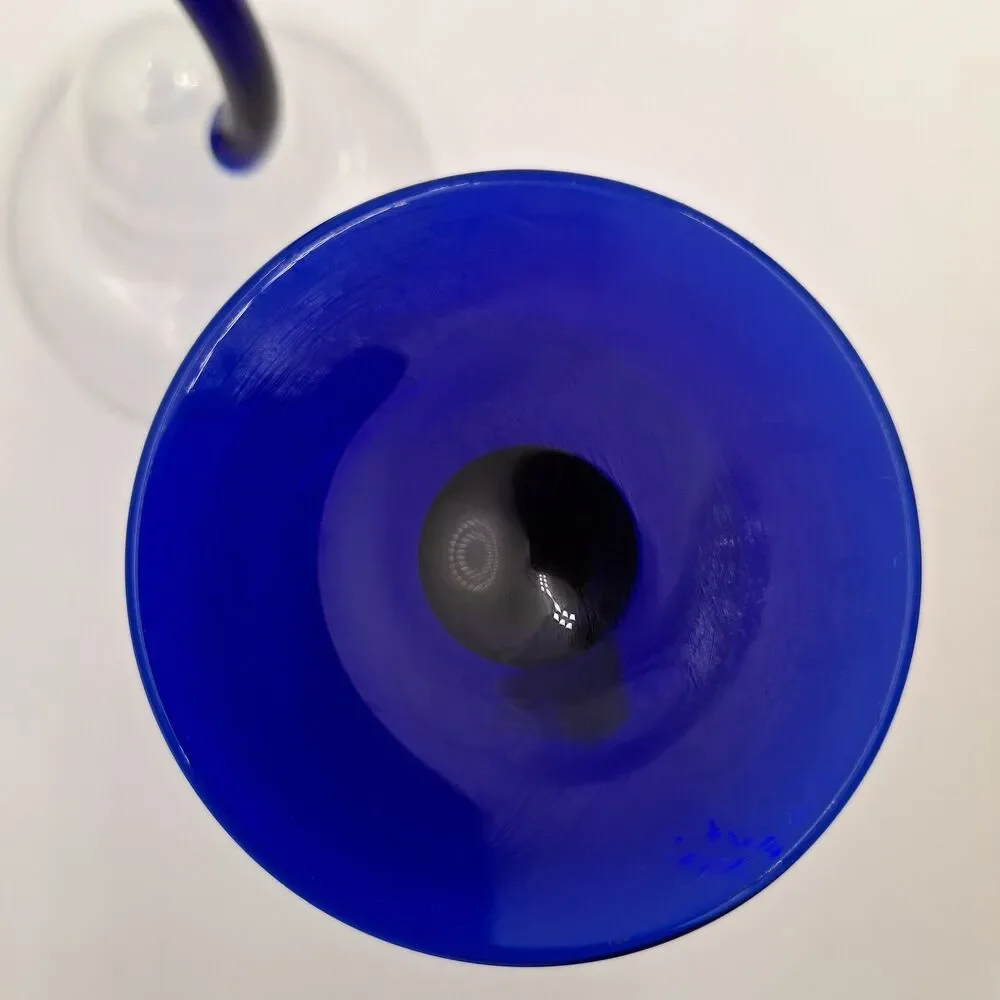 Libby Bravura Margarita Glasses Cobalt Blue Curved Stem 7.25